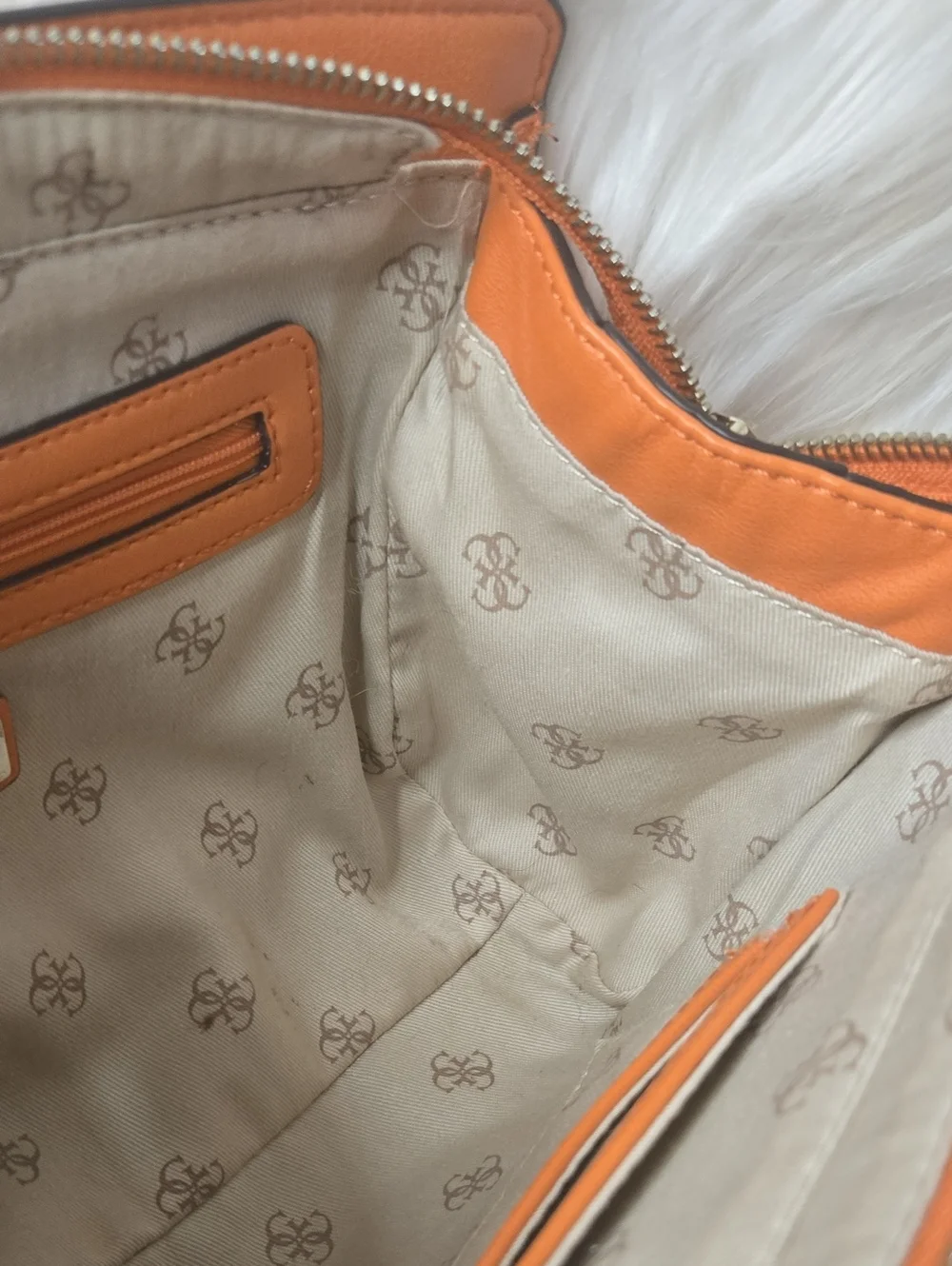 Guess 1981 Marlene Studded Top Zip Shoulder Bag Vibrant Orange GUC